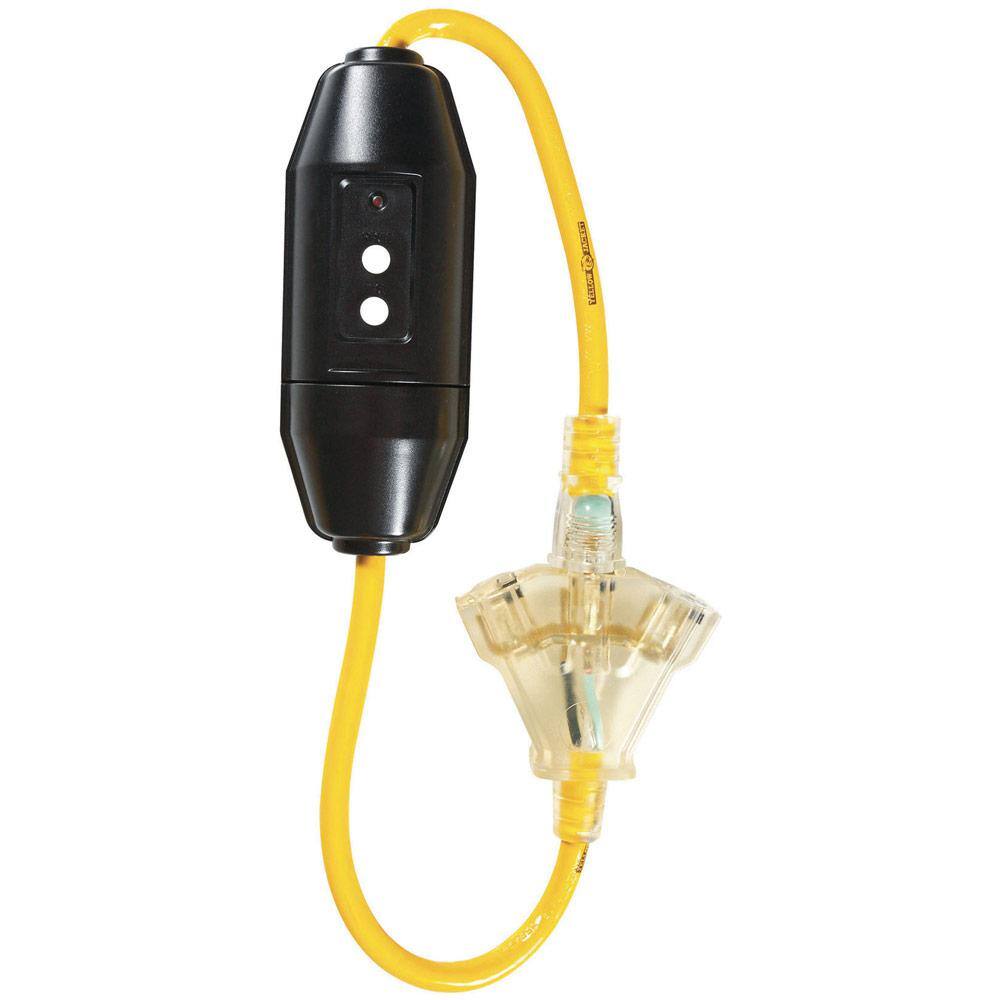 Yellow Jacket 2 ft. 123 SJTW In-Line GFCI Heavy-Duty Cord with Multi-Outlet (3) Power Light Block 2816