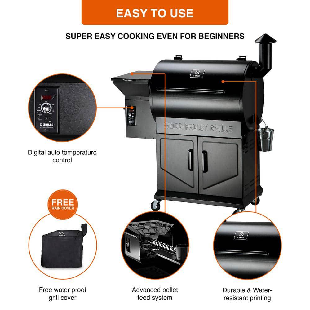 Z GRILLS 694 sq in Pellet Grill and Smoker with cabinet storage Black