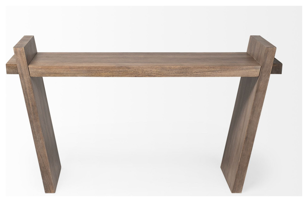 Elaine III Light Brown Solid Wood Angular Console Table   Transitional   Console Tables   by HedgeApple  Houzz