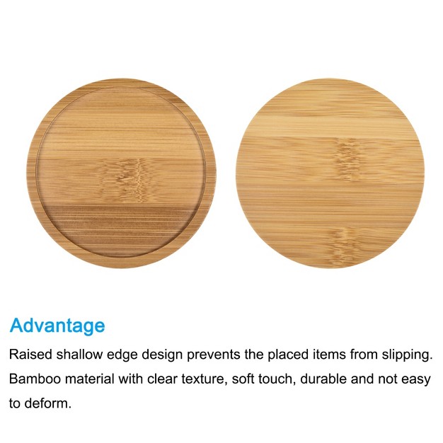 Unique Bargains Indoor Round Bamboo Planter Saucer Drip Tray Plant Drainage Trays 3 Pcs