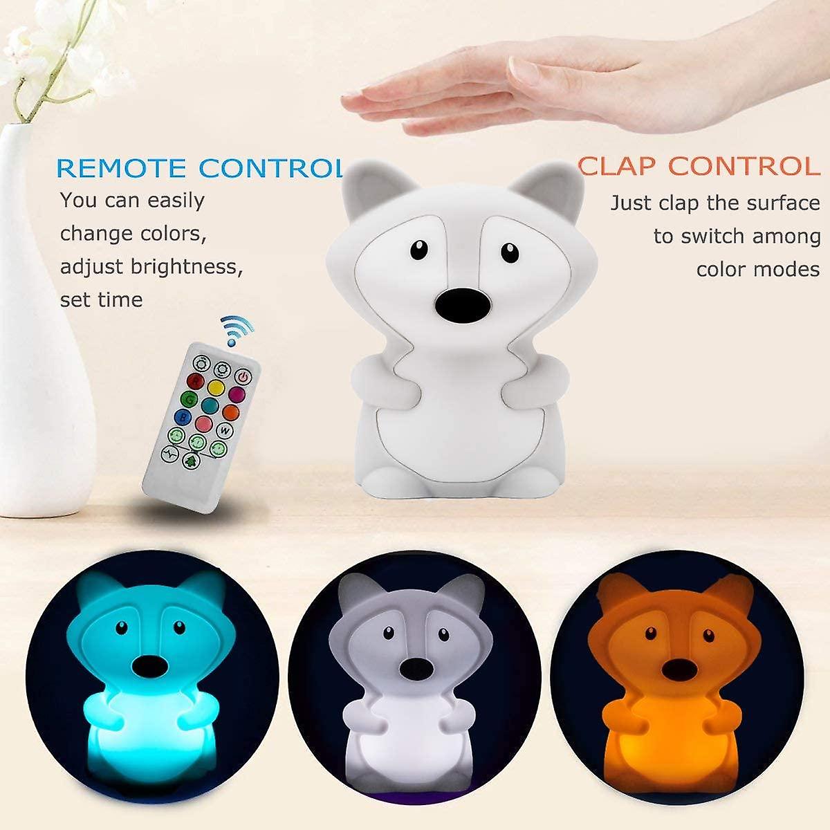 Fox Night Lights For Kids， Silicone Night-light， Bedside Lamp，7 Colors Children's Remote Bedroom Light For Toddlers/boys/girls/adults/bedroom