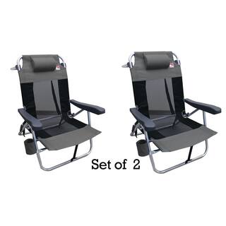 Outdoor Spectator Grey Multi-Position Flat Folding Mesh Ultralight Beach Chair (2-Pack) 886783006077