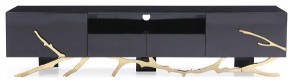 Lis Modern Black and Gold TV Stand   Contemporary   Entertainment Centers And Tv Stands   by Rustic Home Furniture Deco  Houzz