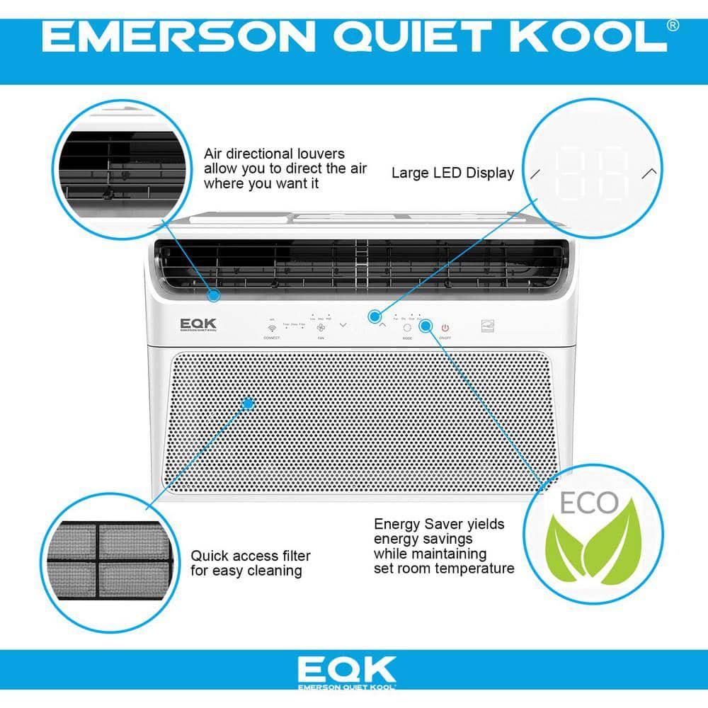 EQK Quiet Kool SMART 700 sq ft 15000 BTU Energy Star Window Air Conditioner 115V Wifi and Voice Control EARC15RSE1H in White