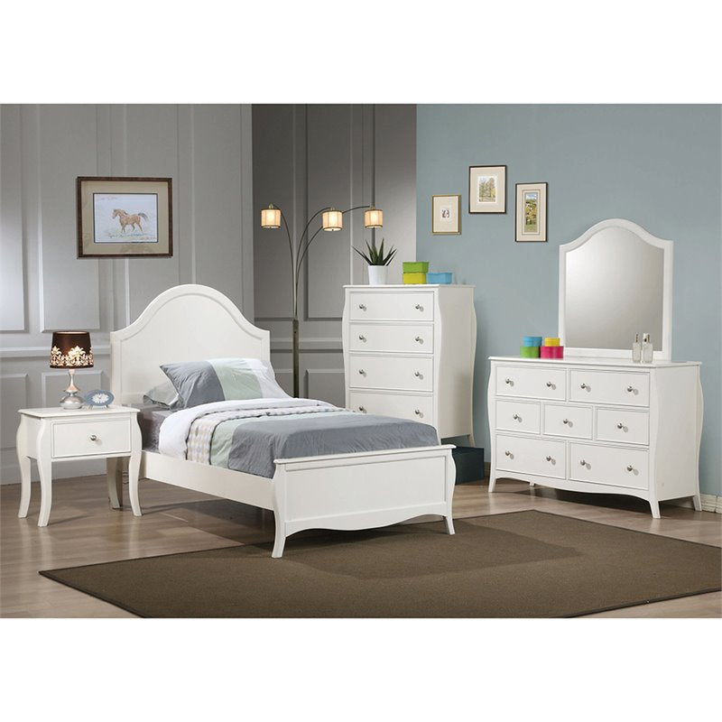 Bowery Hill 4 Drawer Chest in White and Silver