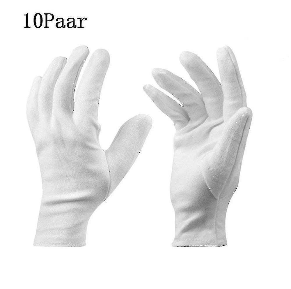 10 Pairs Of White Cotton Gloves，comfortable And Breathable