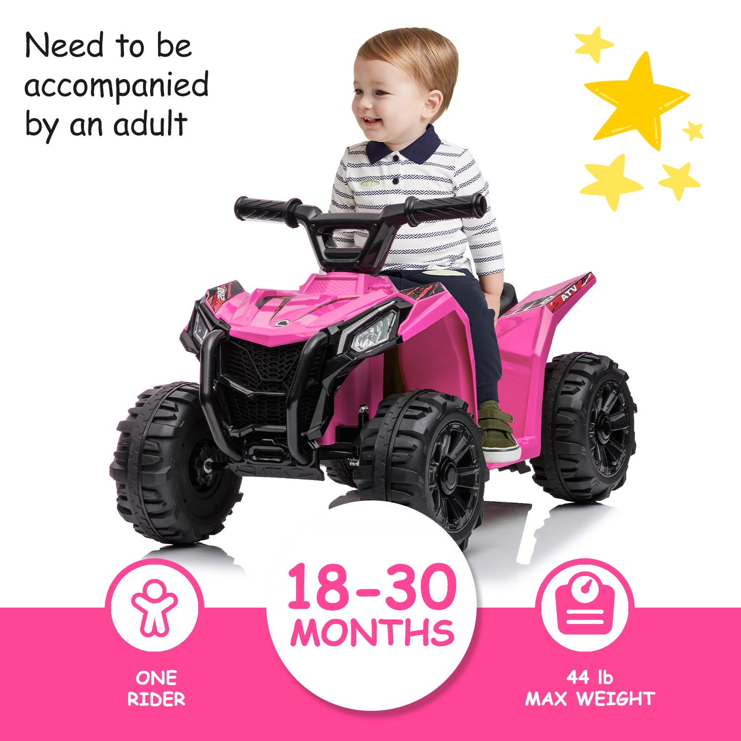 uhomepro 6V Kids Electric ATV 4 Wheels Ride On Cars Toy for Girls Boys, Pink