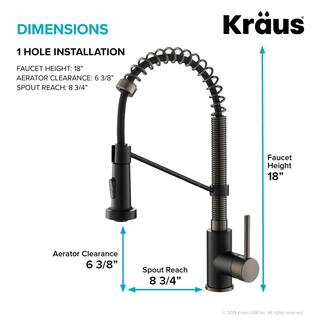 KRAUS Bolden Single-Handle Pull-Down Sprayer Kitchen Faucet with Deck Plate in Matte BlackBlack Stainless KPF-1610MBSB-DP03SB