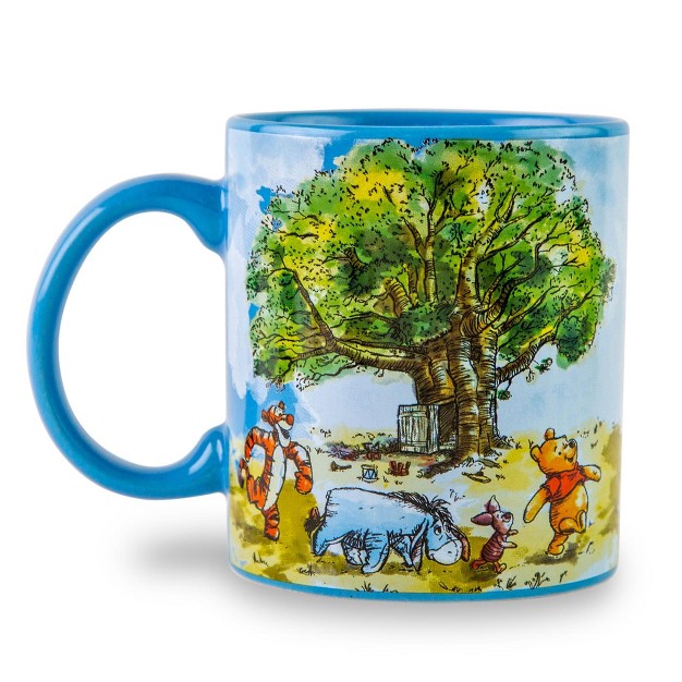 Silver Buffalo Disney Winnie The Pooh Group Walk Ceramic Coffee Mug Holds 20 Ounces