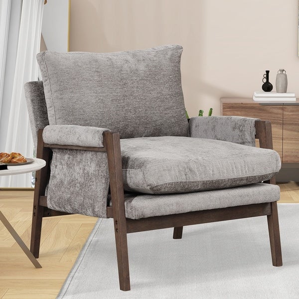 Modern Velvet Accent Chair Leisure Chair with Solid Wood