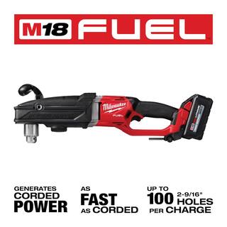 MW M18 FUEL 18V Lithium-Ion Brushless Cordless GEN 2 SUPER HAWG 12 in. Right Angle Drill w6.0 ah Battery 2809-20-48-11-1865