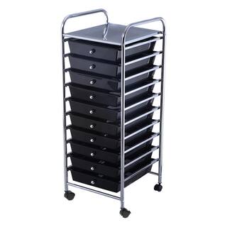 HONEY JOY 10-Drawer Scrapbook Paper Organizer Rolling Storage Cart Home Office in Black TOPB000932