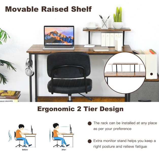 Costway Computer Desk Writing Workstation Home Office W Movable Storage Rack amp Shelf