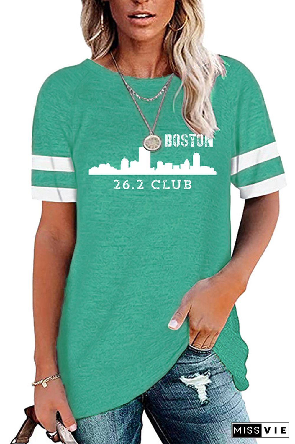 26.2 Miles Shirt Boston Marathon Printed Graphic Tees for Women Wholesale