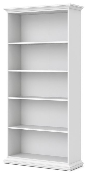 Pemberly Row Modern Contemporary Wood 5 Shelf Bookcase in White Finish   Traditional   Bookcases   by Homesquare  Houzz