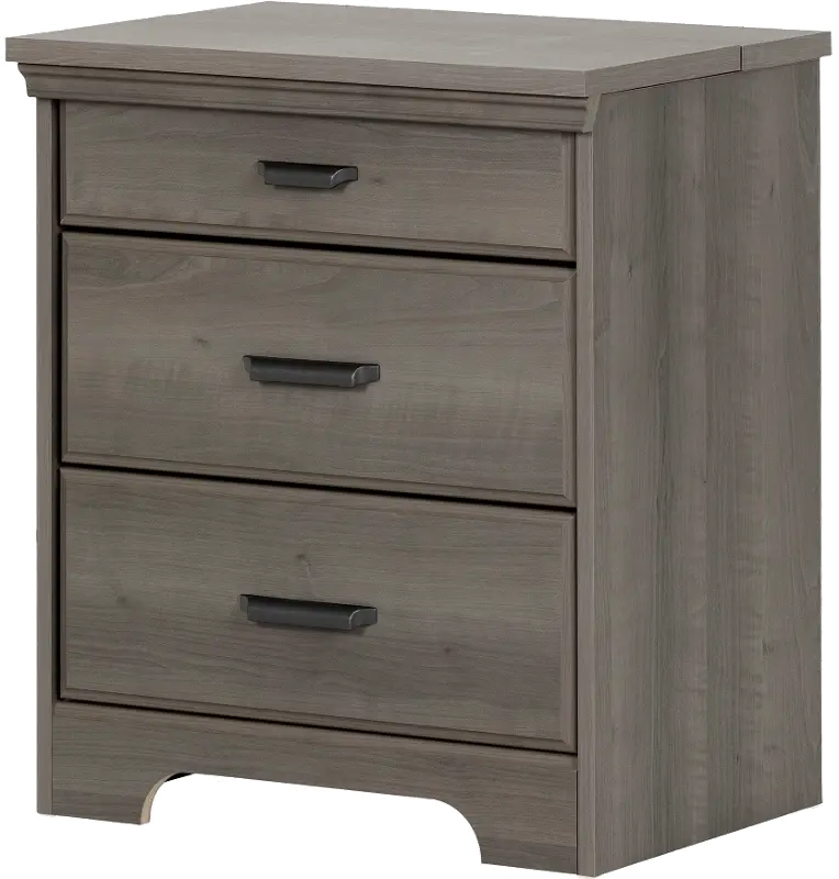 Versa Gray Maple Nightstand with Charging Station - South Shore