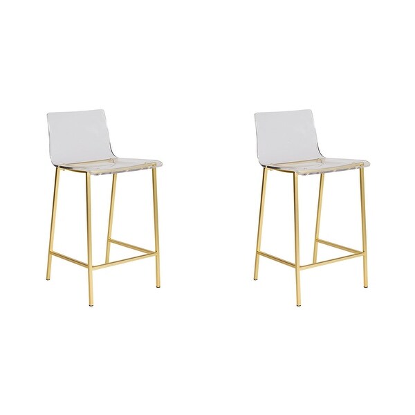 Modern Yax Acrylic Bar Stool with Back (Set of Two)