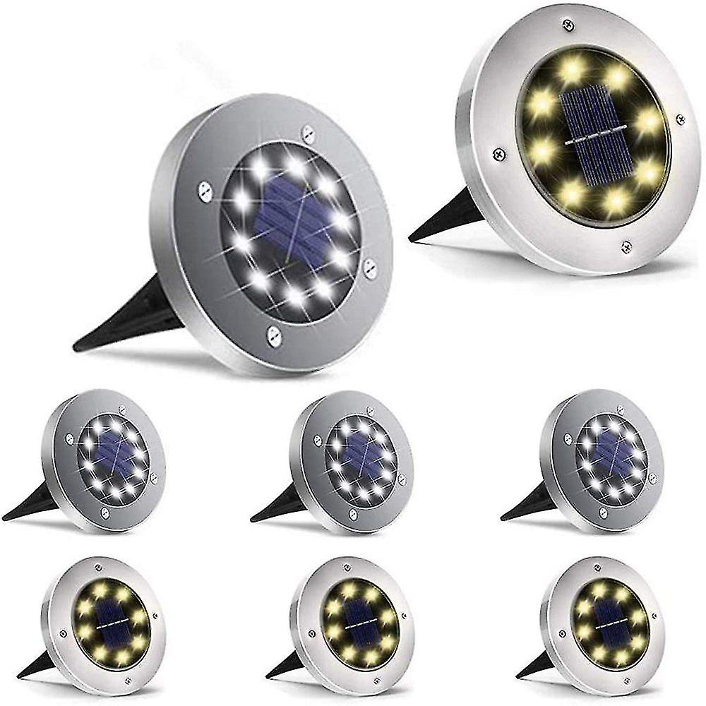 White+warm White Outdoor Solar Ground Lights， Set Of 8 Solar Solar Lights