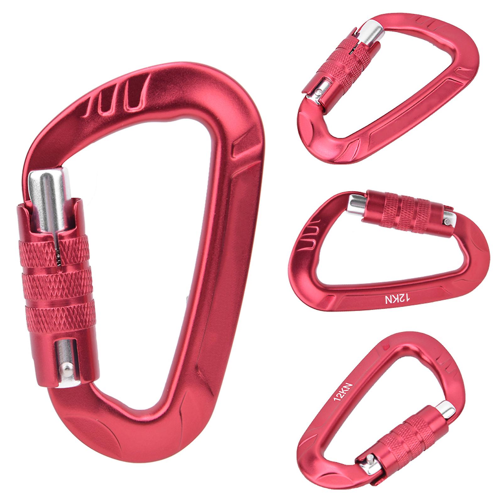 1 Pcs 7075 Aerospace Aluminum 12kn D Shaped Buckle Carabiner Clip Outdoor Safety Accessoryred