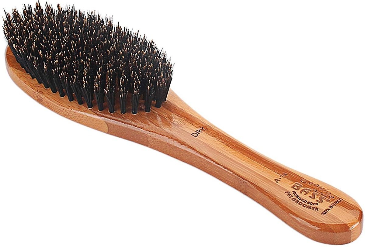 Bass Brushes Shine and Condition Pet Brush， Bamboo-Dark Finish