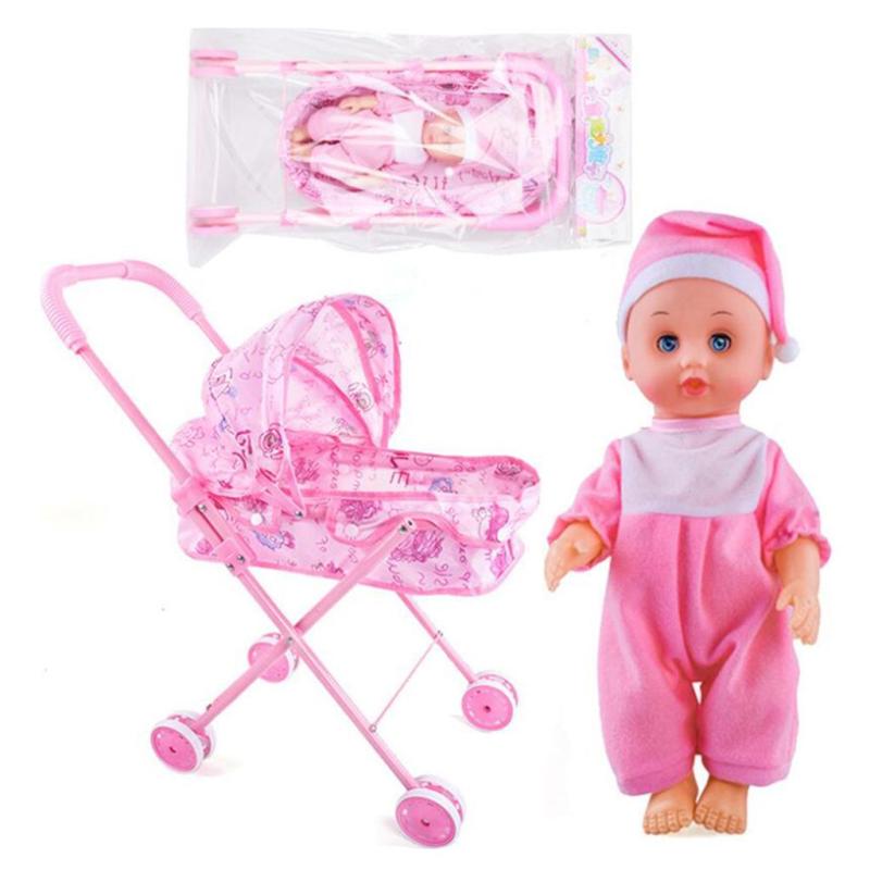 Kids Pretend Role Play Toys Baby Doll and Stroller Cart Trolley Children Toy A