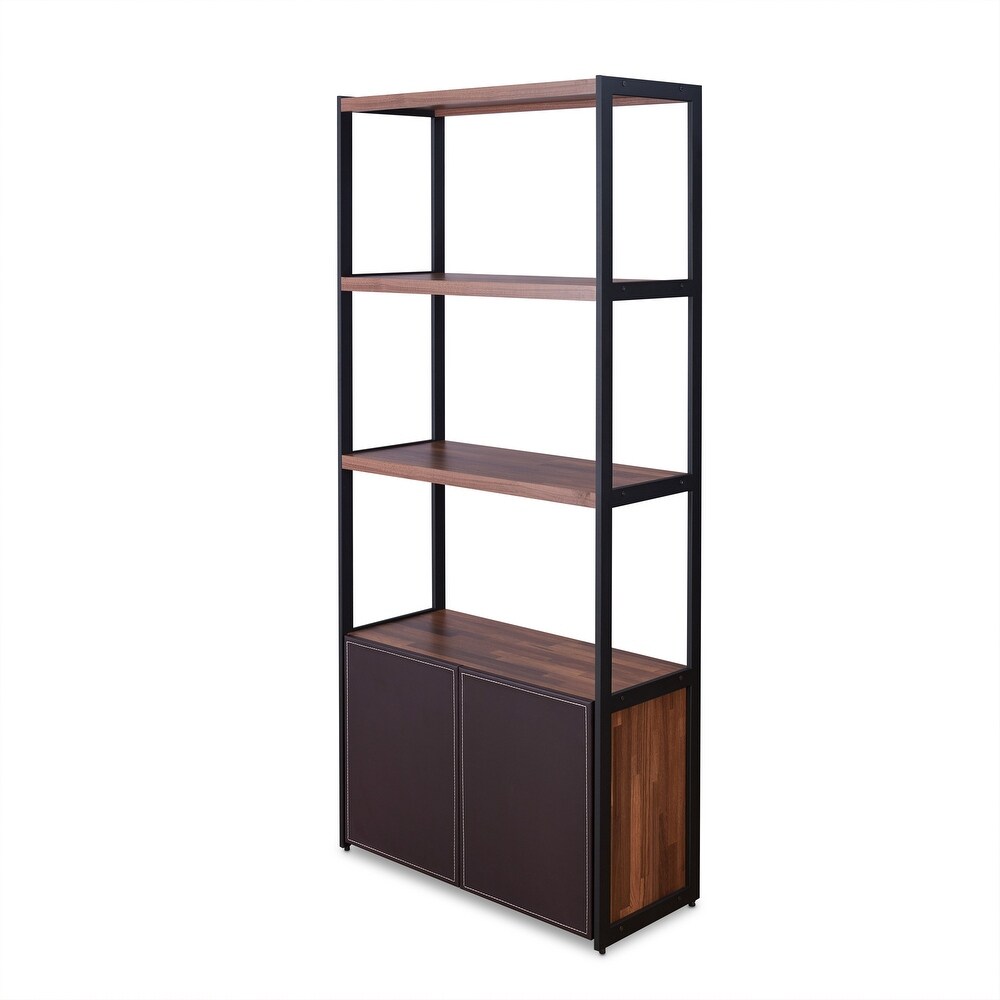 Sara Bookcase in Espresso PU  Walnut   Sandy Black
