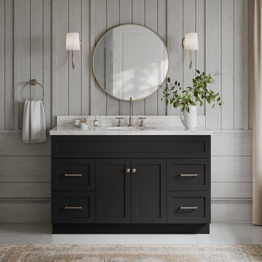 ARIEL Hamlet 54 in. W x 21.5 in. D x 33.5 in. H Bath Vanity Cabinet Only in Black F055S-BC-BLK