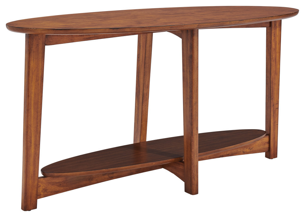 Monterey 60 quotL Console/Media Mid Century Modern Wood Table  Warm Chestnut   Midcentury   Console Tables   by Trademark Global  Houzz
