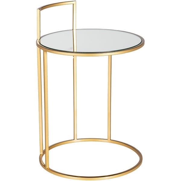 Marinea Round Mirror and Metal End Table - 22