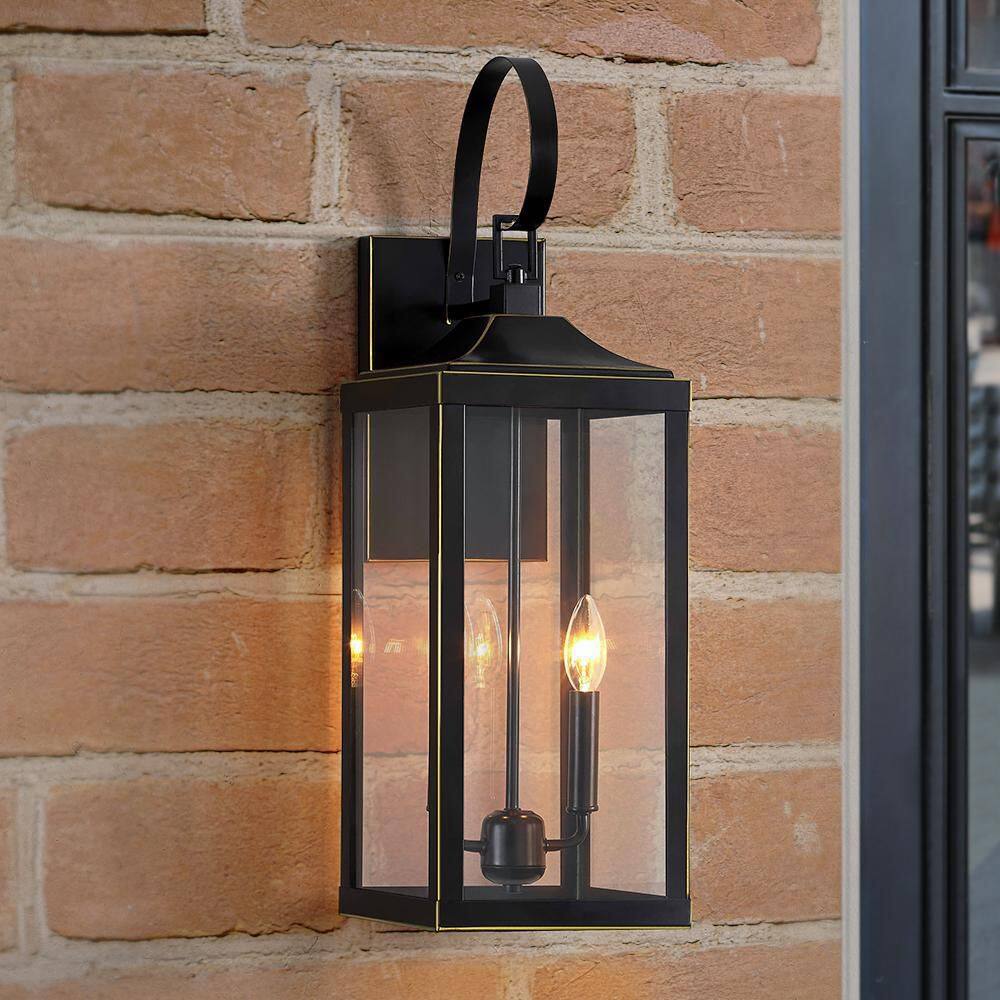 TRUE FINE 25.7 in. 2-Light Bronze Non Solar Large Outdoor Wall Lantern Sconce Light 21516OT