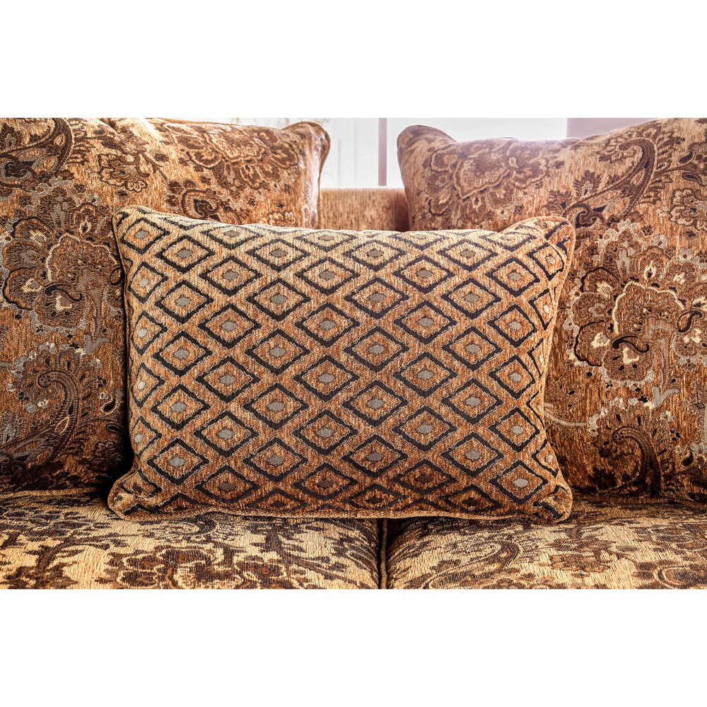 Ersa Traditional Gold Chenille Padded Loveseat by Furniture of America