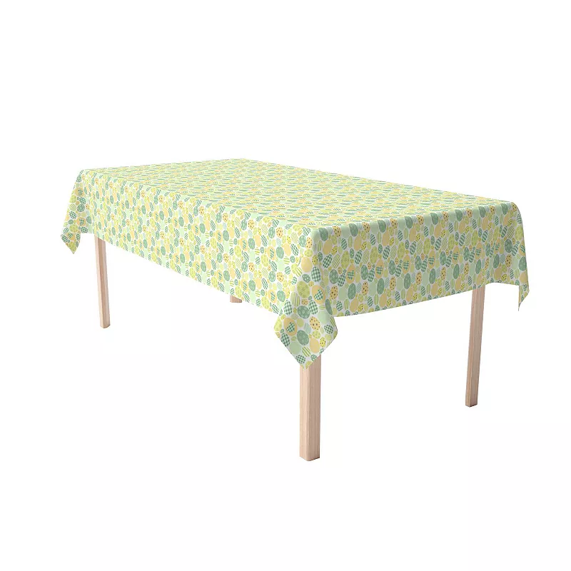 Rectangular Tablecloth， 100% Polyester， 60x120， Green and Yellow Pastel Easter Eggs