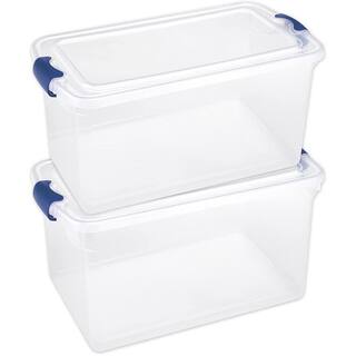 HOMZ 66 qt. Heavy Duty Modular Stackable Storage Containers in Clear (4-Pack) 2 x 3442CLRDC.02