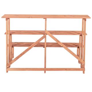 Leisure Season Large 3-Tier 48 in. W x 24 in. D x 32 in. H Brown Step Wooden Plant Stand PS5718