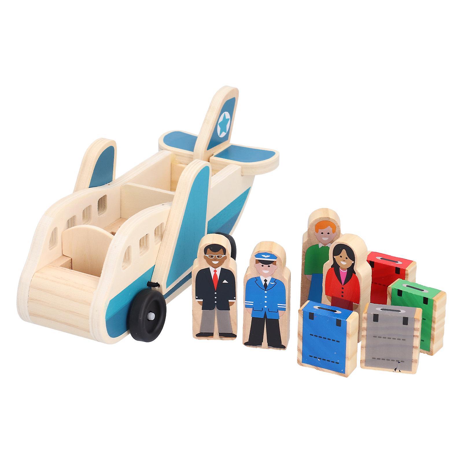 Toddlers Wooden Airplane Play Set Air Passenger Jet Play Toy Educational Airplane Model Toyaircraft