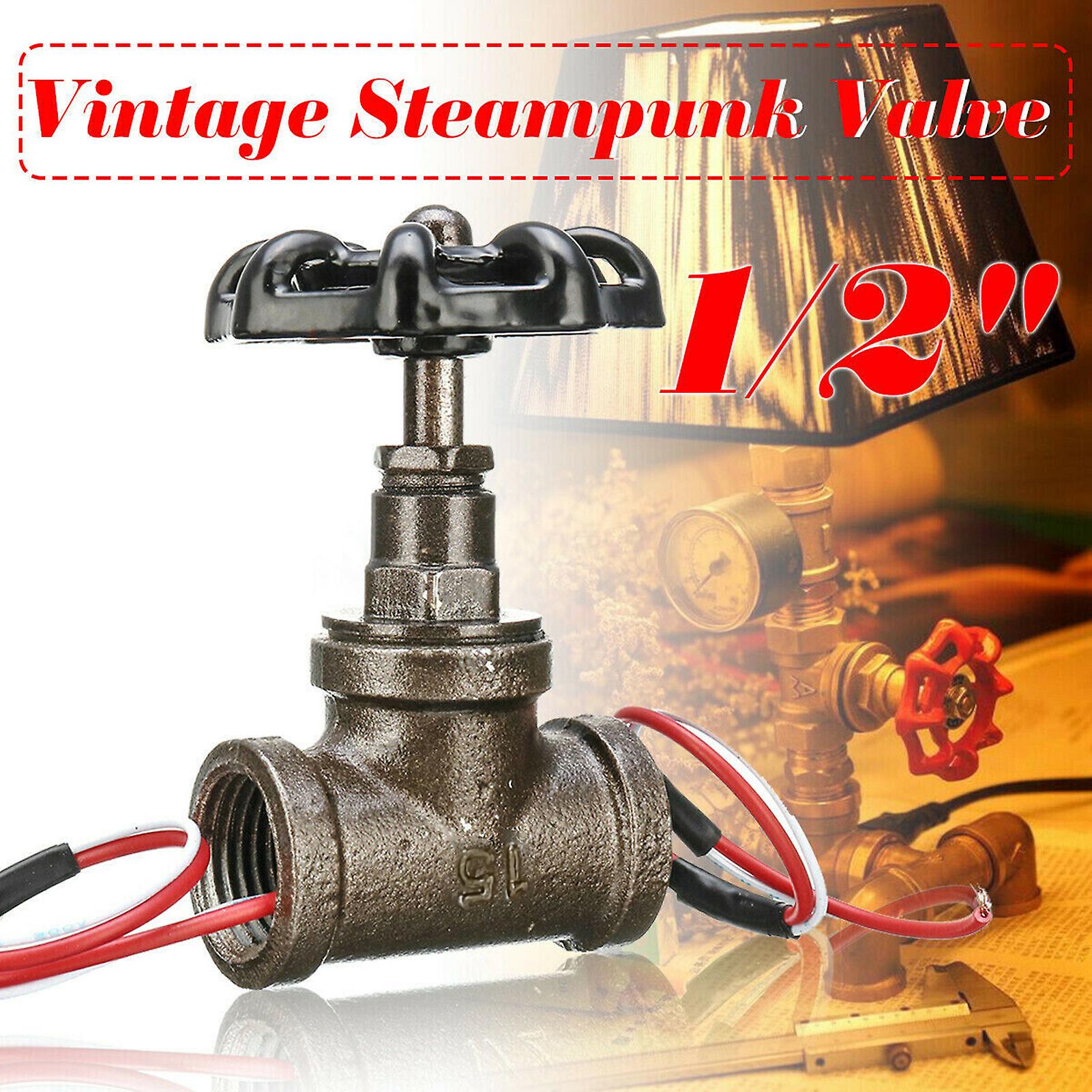 1/2 Inch Stop Valve Light Switch With Wire For Vintage Steampunk Pipe Table Lamp Loft Style Iron Valve No.218417