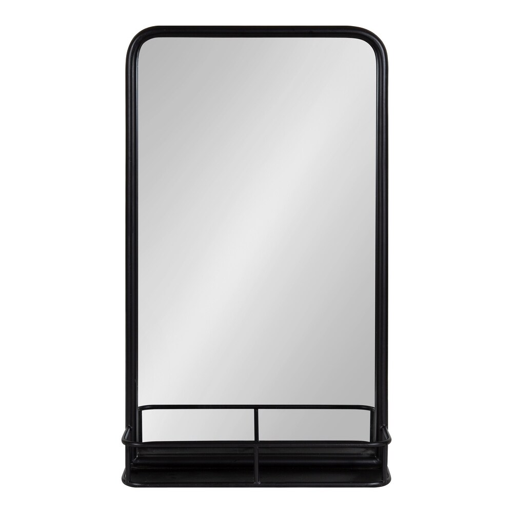 Kate and Laurel Estero Metal Framed Radius Rectangle Mirror with Shelf