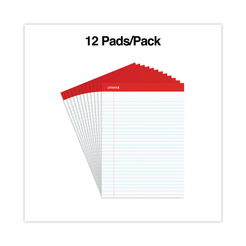 Universal Perforated Writing Pads， Wide/Legal Rule， 8.5 x 11.75， White， 50 Sheets， Dozen (20630)