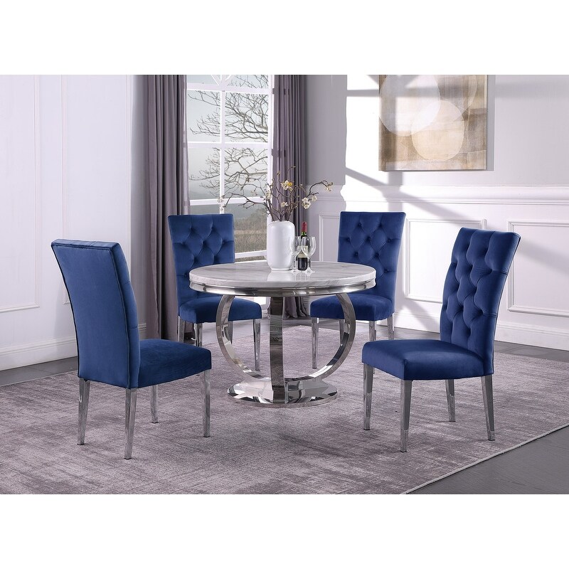 Best Master Furniture 5 Piece Round Faux Marble Set   44\