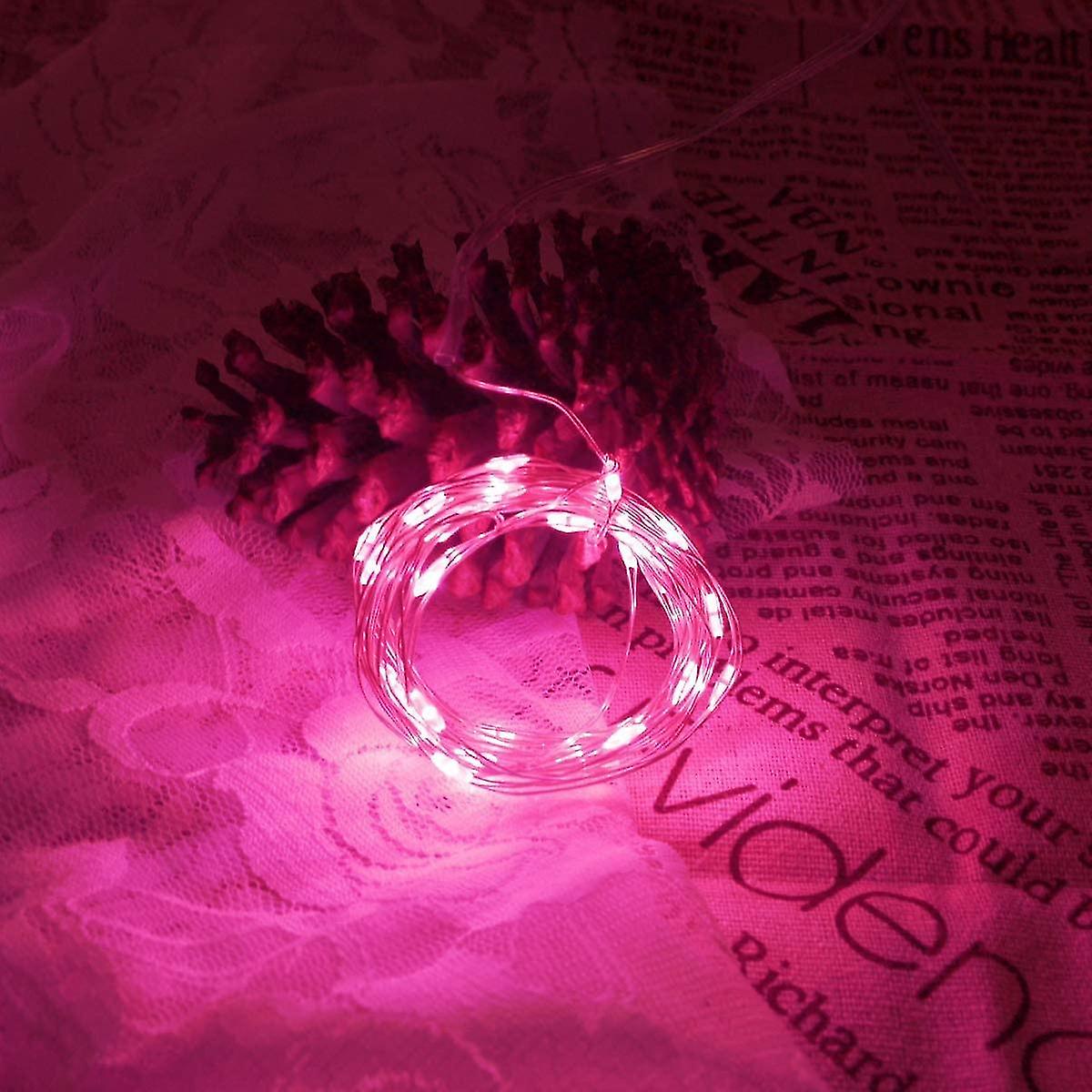 Pink Fairy Lights， 50 Led Battery Operated Pink Led Lights For Girls Bedroom Valentines Decorations Christmas Birthday