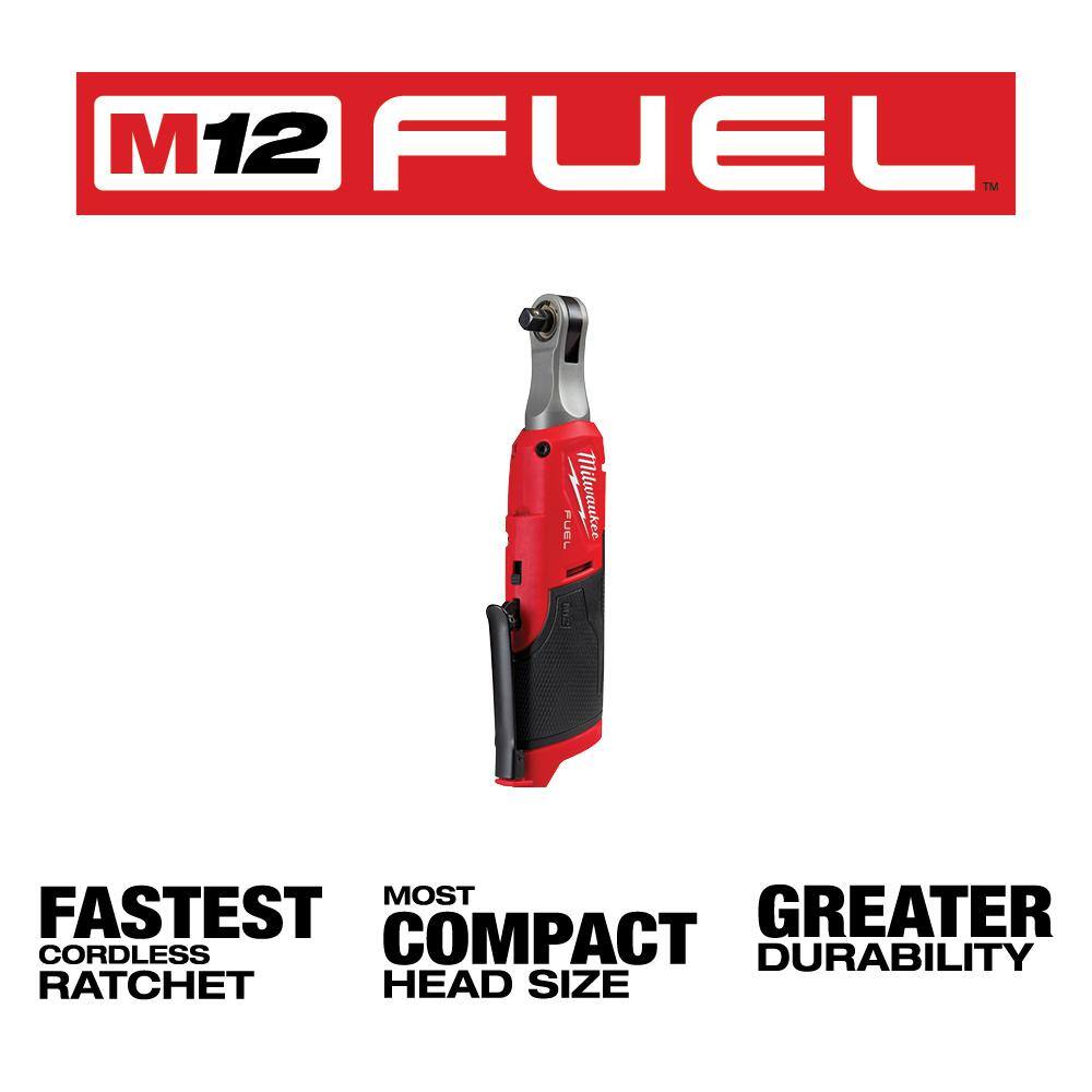 MW M12 FUEL 12V Lithium-Ion Cordless High Speed 38 in. Ratchet and 14 in. Hex Screwdriver Kit (2-Tool) 2567-20-2401-22