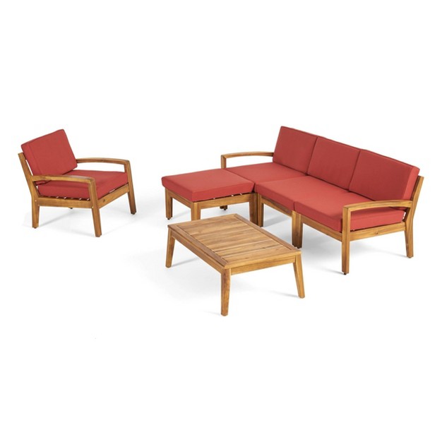 Grenada 6pc Acacia Wood Sofa Set Teak red Christopher Knight Home