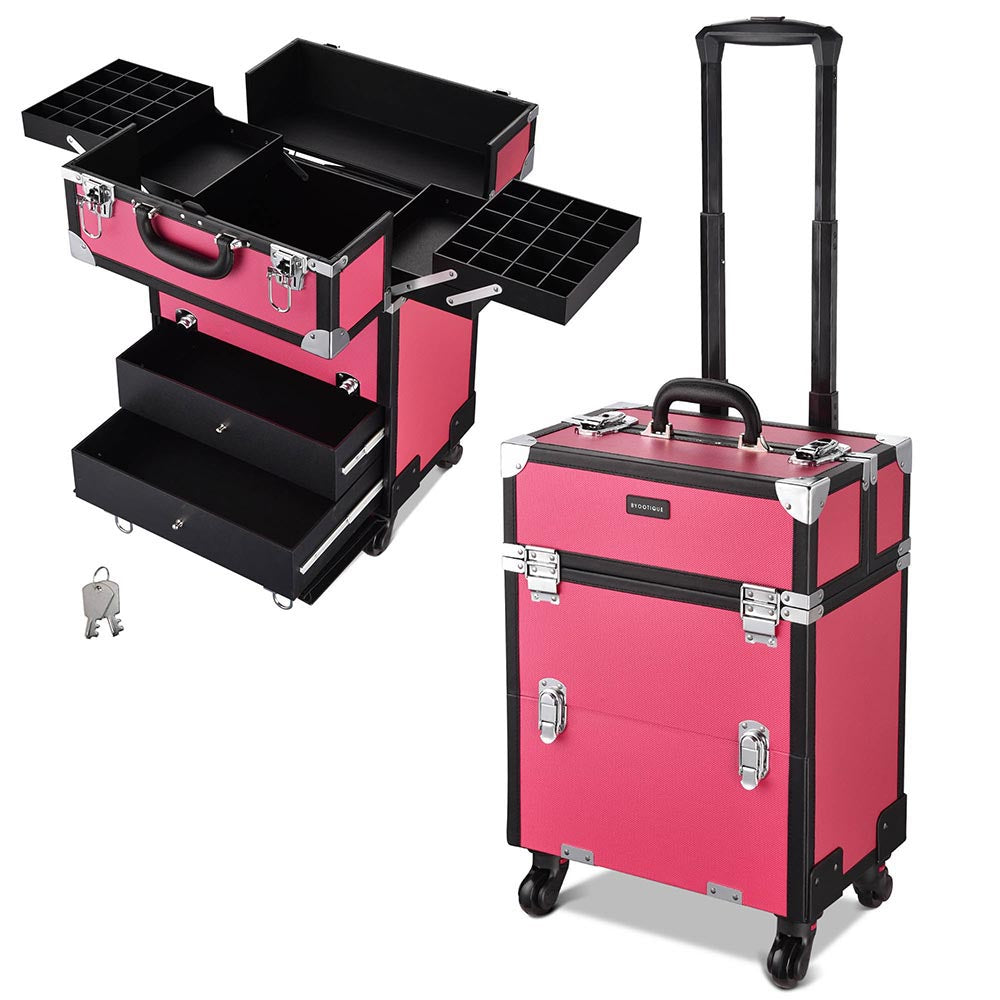 Byootique Artist Rolling Makeup Case with Drawers Lockable