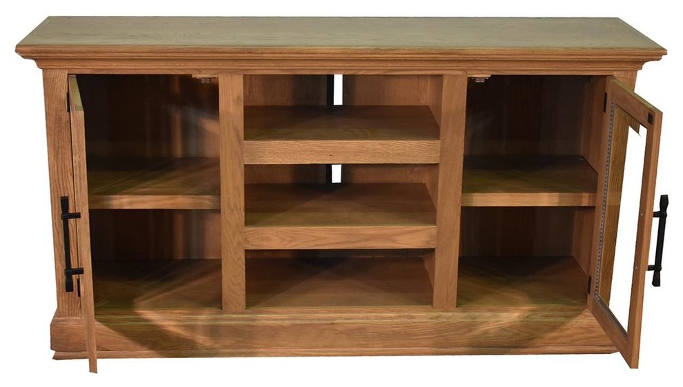 Kenton 65 quotTV Stand  Oak   Traditional   Entertainment Centers And Tv Stands   by Crafters and Weavers  Houzz