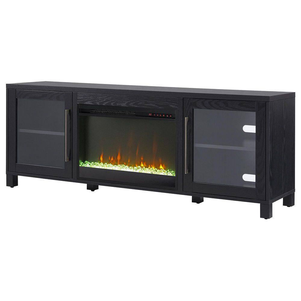 MeyerCross Quincy 68 in. Black Grain TV Stand with 26 in. Crystal Fireplace Fits TV's up to 75 in. TV1804