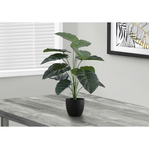 Artificial Plant，24 Tall，Alocasia，Indoor，Faux，Fake，Table，Greenery，Potted，Real Touch，Decorative，Green Leaves