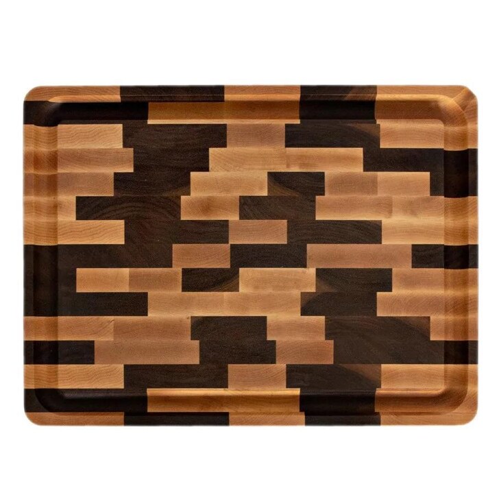 Pit Barrel Cooker EndGrain Medium Mixed Wood Cutting Board