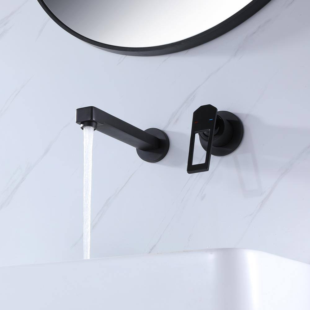 Hlihome Single-Handle Wall Mounted Bathroom Faucet in Matte Black RBDK-0894-MB