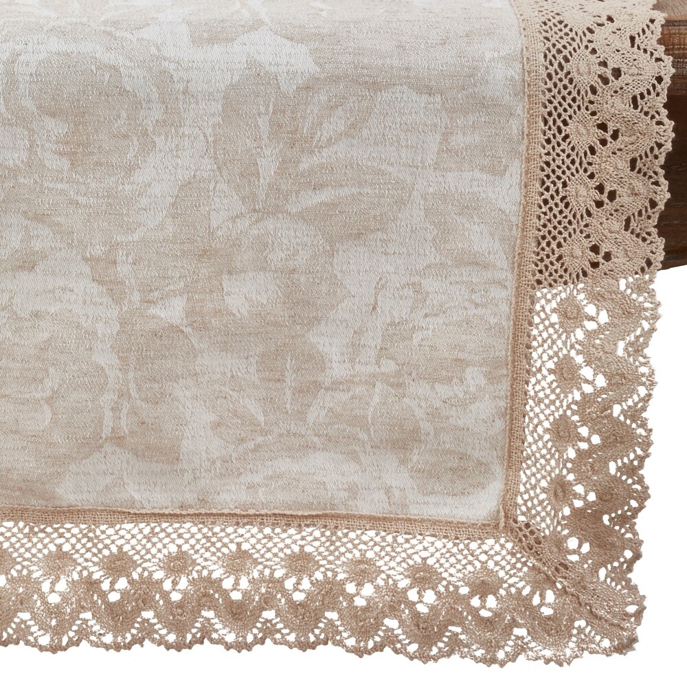 Lace Trim Jacquard Table Runner