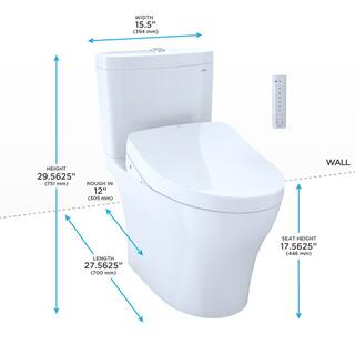 TOTO Aquia IV 2-Piece 0.81.28 GPF Dual Flush Elongated ADA Comfort Height Toilet in Cotton WhiteS550E Washlet Seat Included MW4463056CEMFGN#01